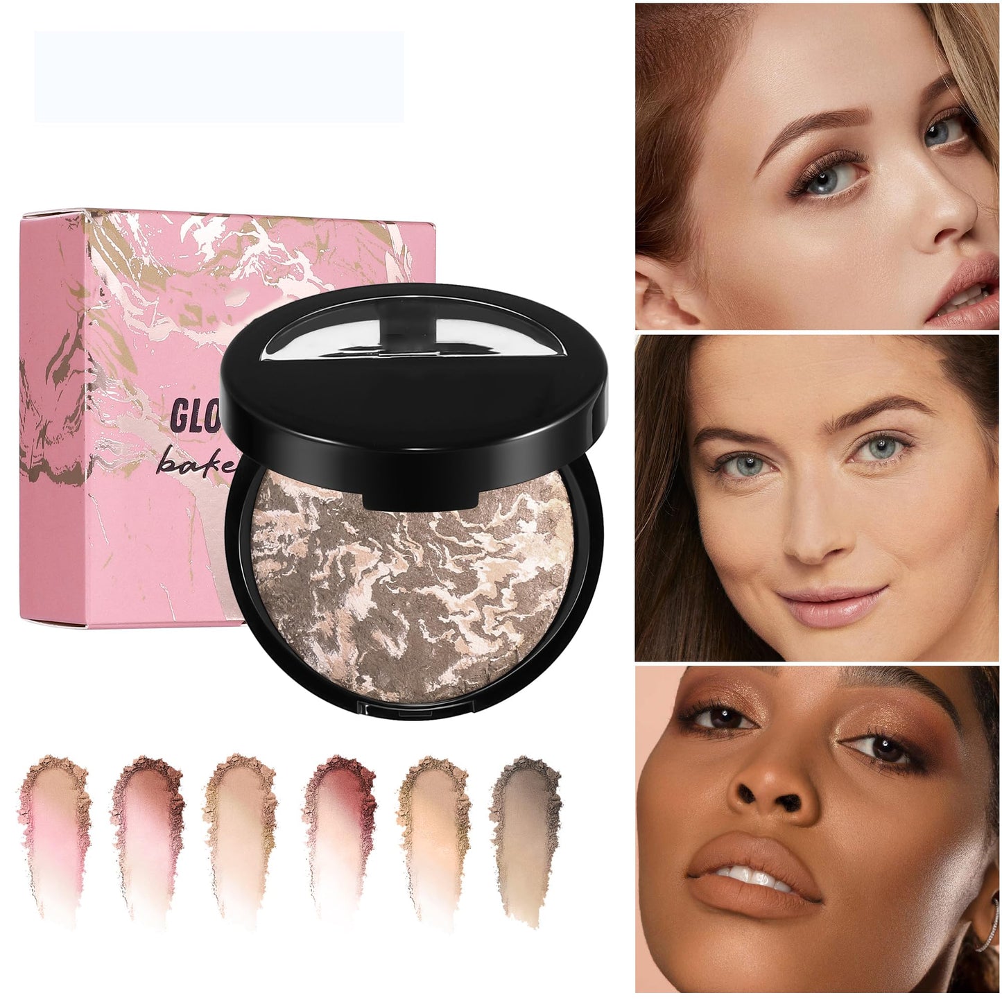 AKARY Baked Powder Foundation, Oil Control Correcting Foundation, Buildable Light to Medium Coverage - Demi-Matte Natural Finish Smooth Lightweight Setting Powder Palette