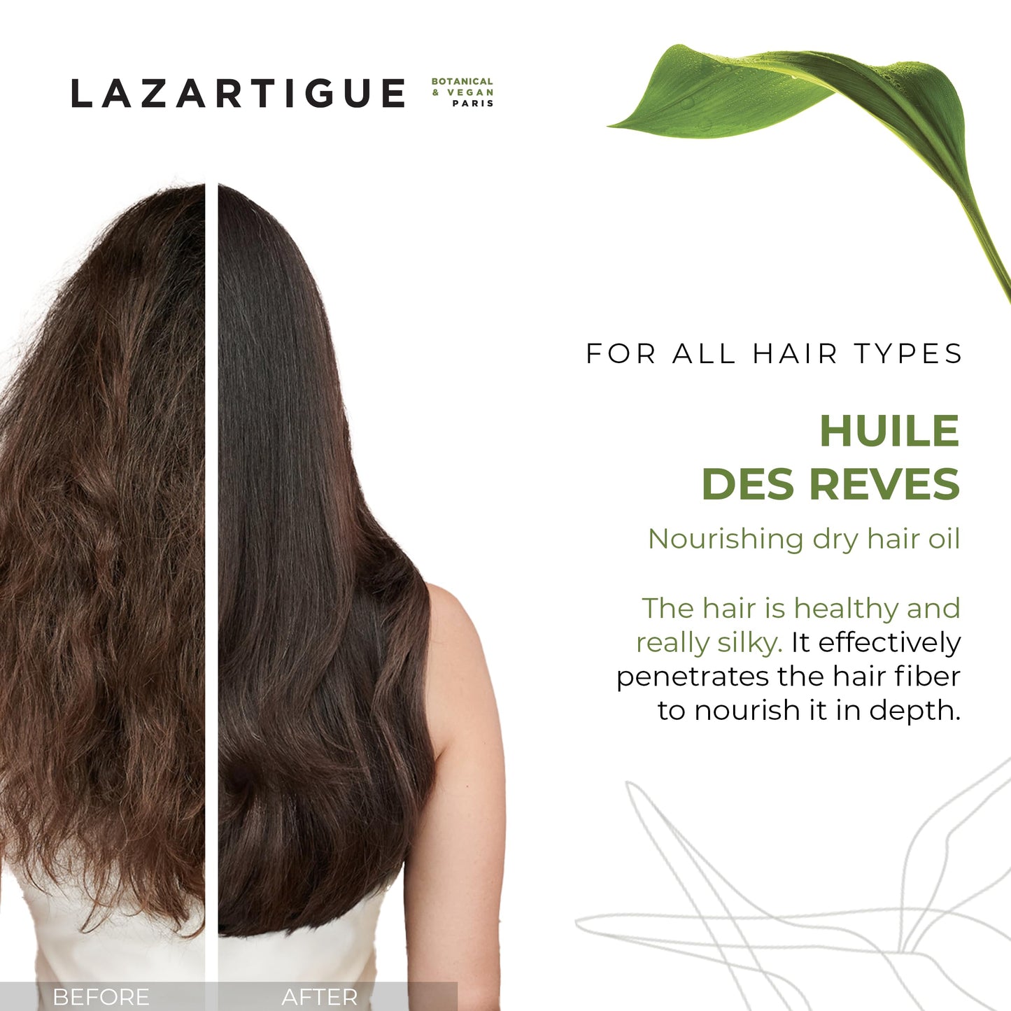 Lazartigue Huile des Rêves Nourishing Dry Oil for Hair, Adds Shine & Nourishment with Argan, Apricot & Camellia Oils, Vegan, Sulfate & Silicone Free, Travel Size, 0.34 Fl Oz