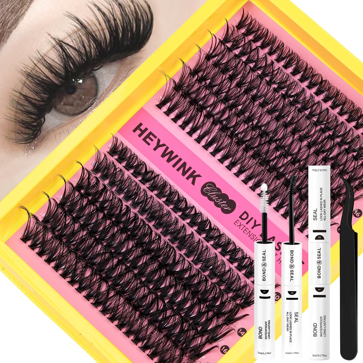 Lash Clusters Kit - 60D, 80D, 100D Thick Individual Eyelash Extensions | DIY Home Use 12-18mm