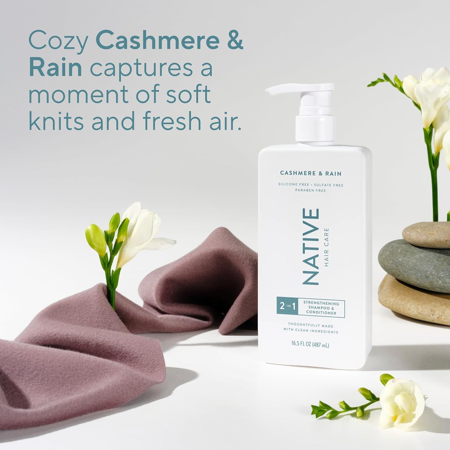 Native 2-in-1 Shampoo & Conditioner - Cashmere & Rain, 16.5 fl Oz | Strengthens & Nourishes Hair
