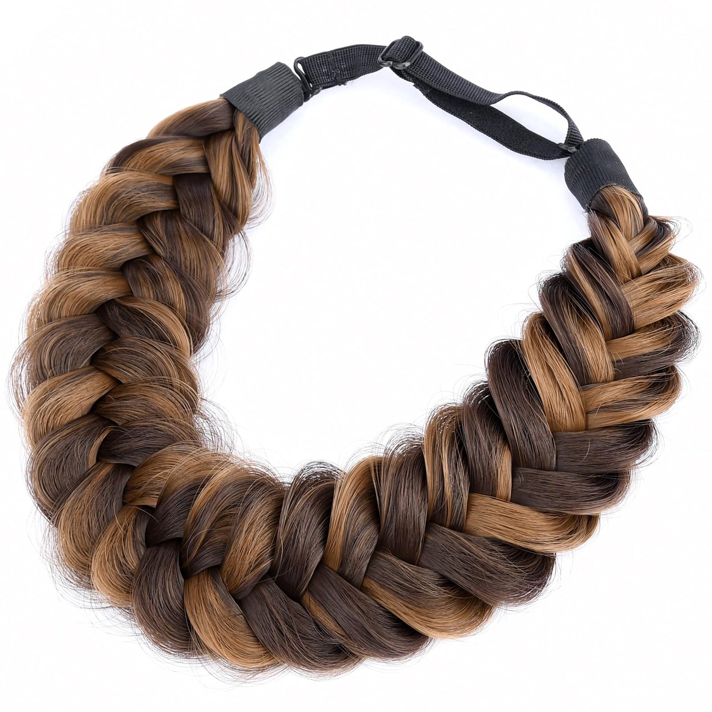 DIGUAN Messy Wide 2 Strands Synthetic Hair Braided Headband Hairpiece Women Girl Beauty accessory, 62g/2.1 oz (Chocolate Toast)