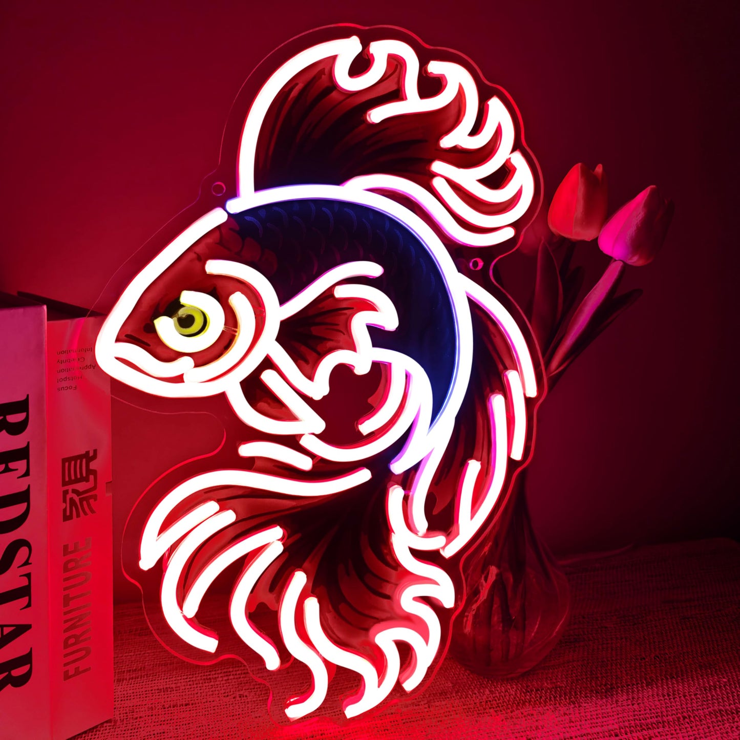 Koi Fish Neon Sign Japanese Neon Light Japanese Symbol of Prosperity Resilience & Good Luck LED Art Koi Lover Gift for Gaming Room Bedroom Fish Night Lamp