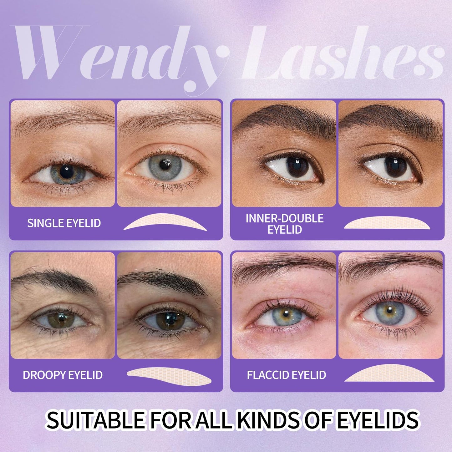 WENDY LASHES 640Pcs Eyelid Tape, Invisible Double Eyelid Stickers Tape Hooded Eye Lift, Natural Look, Waterproof Reusable Instant Lifting Eyelid Tape Easy to Apply for Monolids/Hooded Eyes(640Pcs)