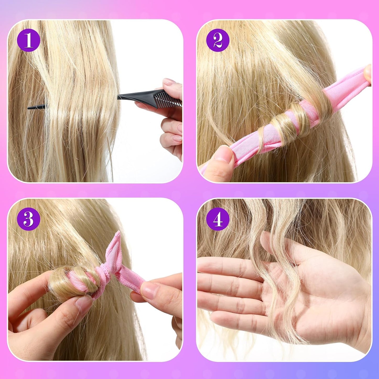 Soft Curlers Hair Rollers - 40 Pieces Heatless Satin Sponge for Overnight Styling | Ideal for Long & Short Hair