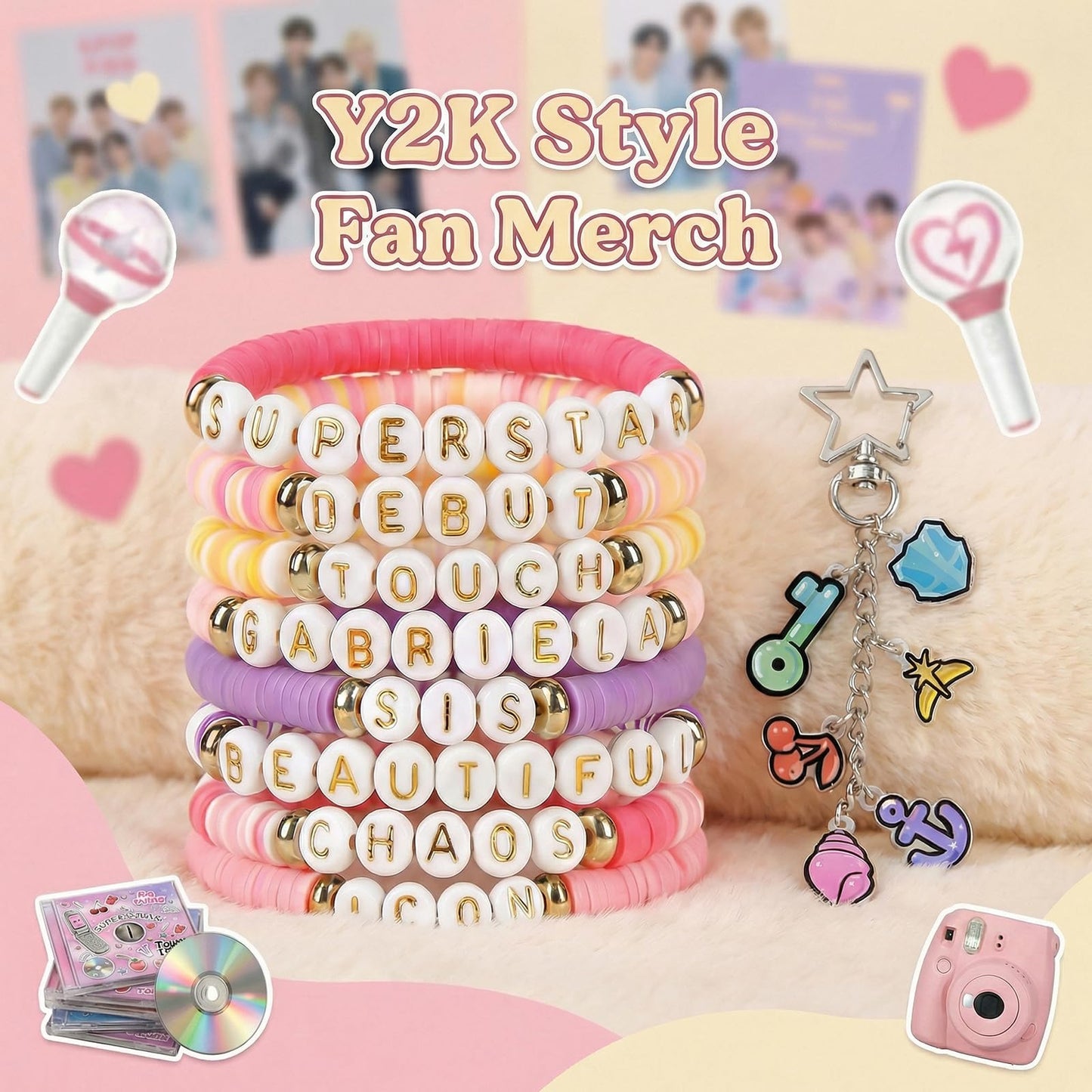 SportsLiking 8 Pcs Friendship Bracelets Set for Fans, Y2K Korean Pop Merch Bundle with Keychain & Card, Concert Accessories for Women