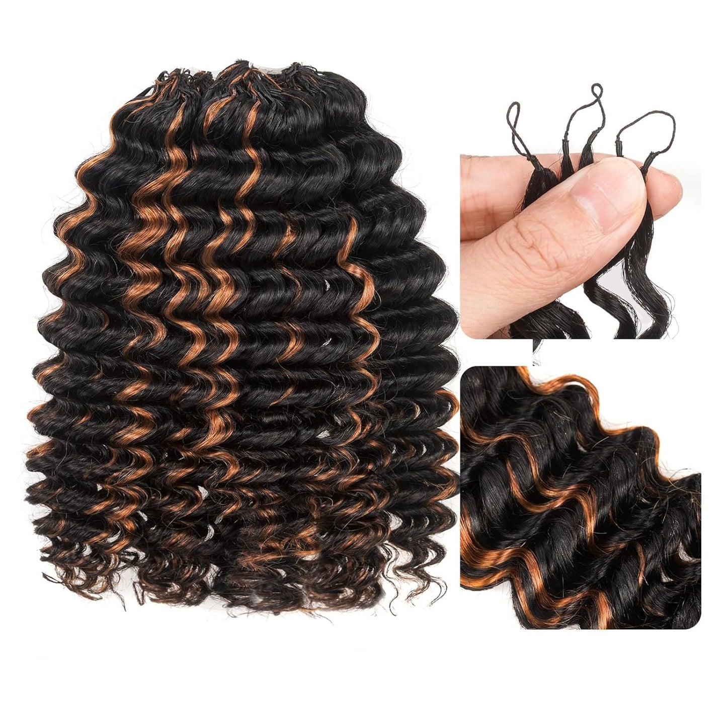 ToyoTress Ocean Wave Crochet Hair - 10 Inch Invisible Knotless Deep Curly Braiding Hair | Natural Color, 250G