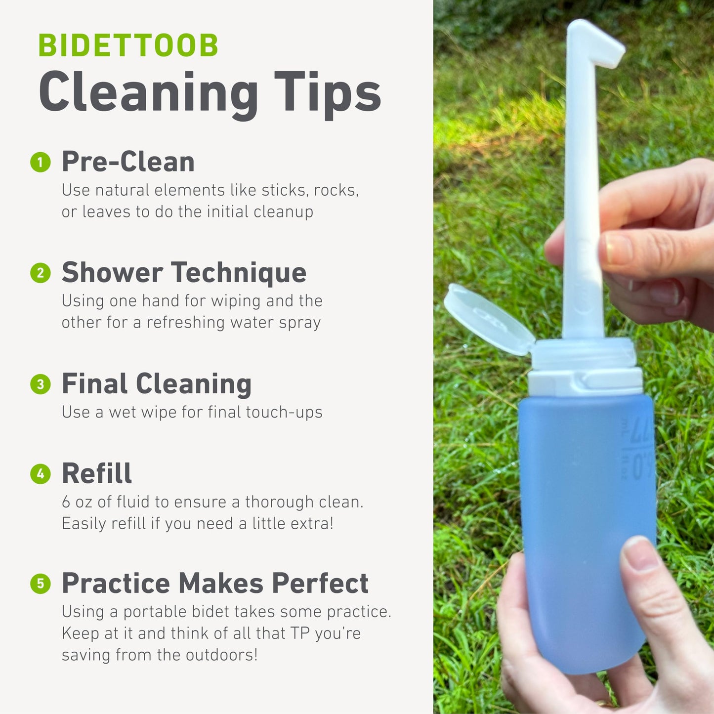 humangear BidetToob - Portable Travel Bidet, Detachable Spout Fits Inside Silicone GoToob XL, BPA-Free, PC-Free, 6 fl oz