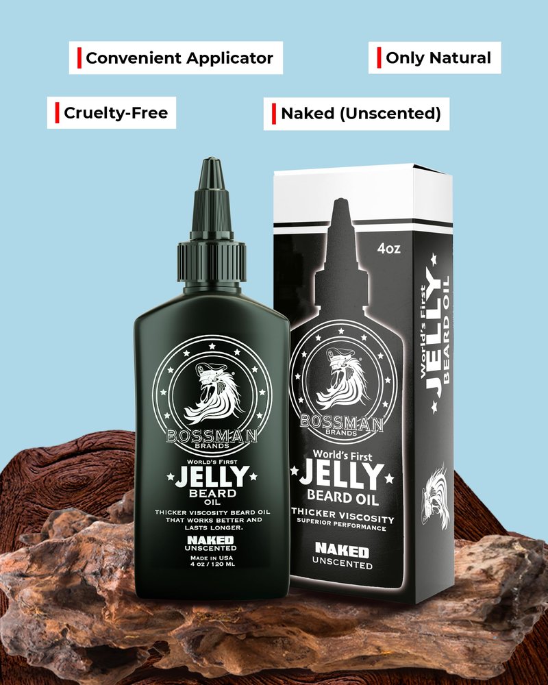 Bossman Jelly Beard Oil for Men - 3 Pack (12 oz in Total, Naked - Unscented) – Softens, Moisturizes & Conditions with Natural Ingredients