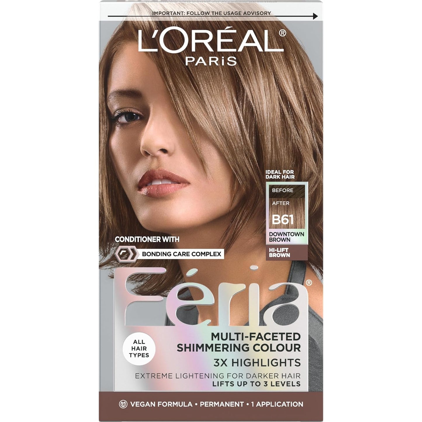 L’Oreal Paris Feria Hair Color - High Intensity Jet Black Dye for 3X Highlights | 1 Kit