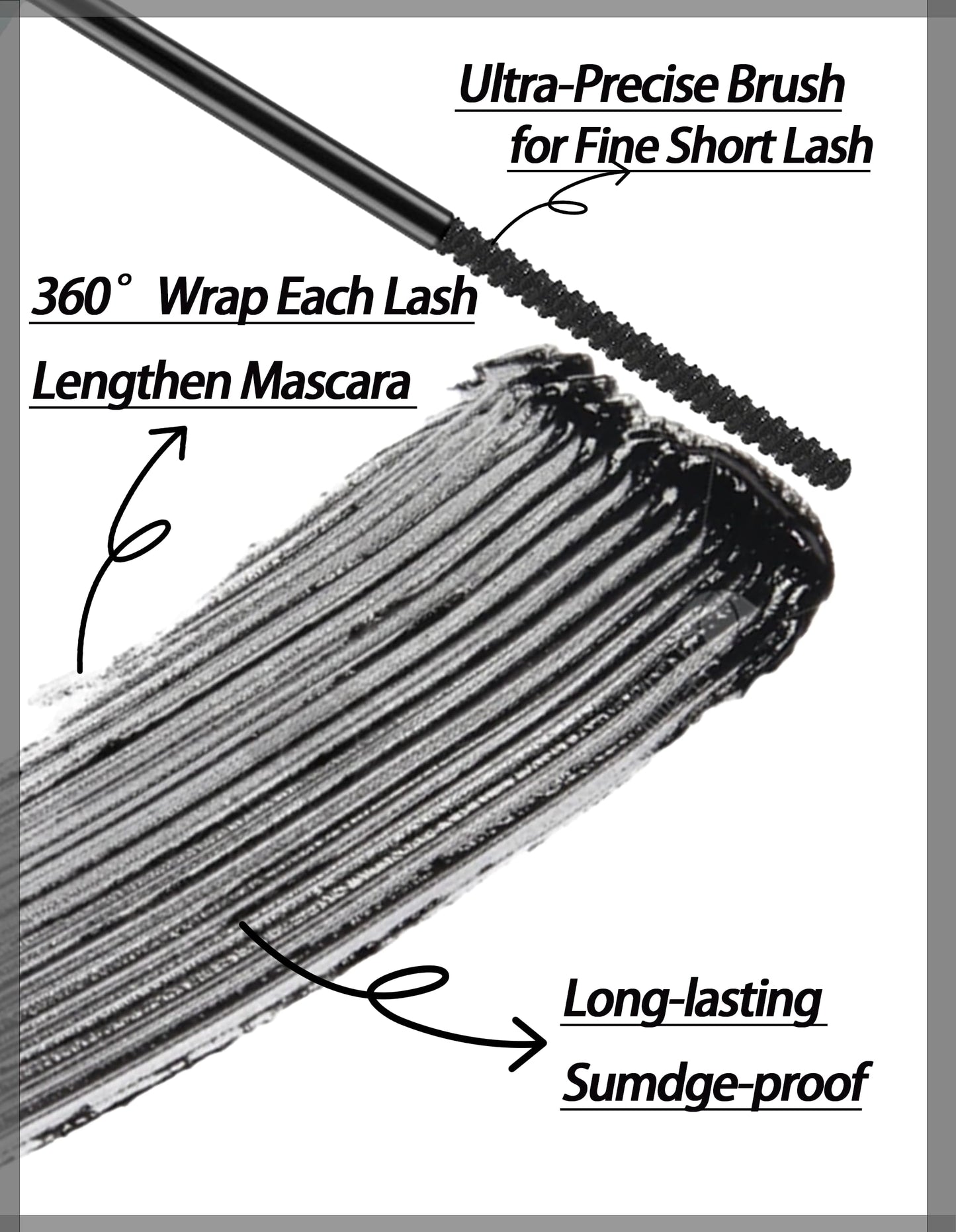 Black Mascara for Fine Short Lash & Older Women & Mulit-layered Lashes, Ultimate Length Volumizing Lower Bottom Lashes Mascara, Ultra-Precise Slim Adjustable Brush to Any Angle, Smudge-proof