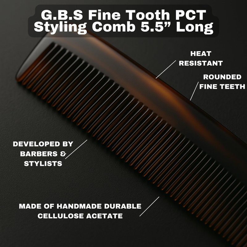 GENTS PCT 5-Inch Pocket Hair Comb for Men & Women – Fine Tooth Tortoise Shell Comb for Hair Styling, Detangling & Grooming – Handmade Cellulose Acetate, Anti-Static & Durable Peines Para Cabello