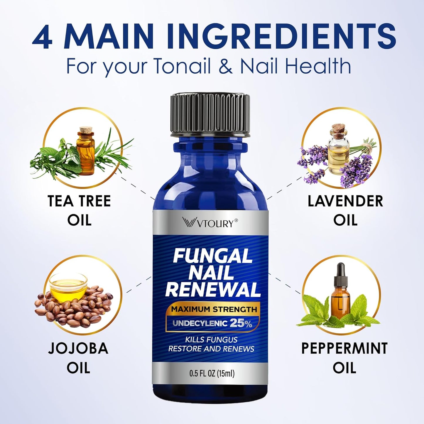Toenail Fungus Treatment - Extra Strength Solution with Undecylenic Acid & Tea Tree Oil | 15ml, 2 Bottles
