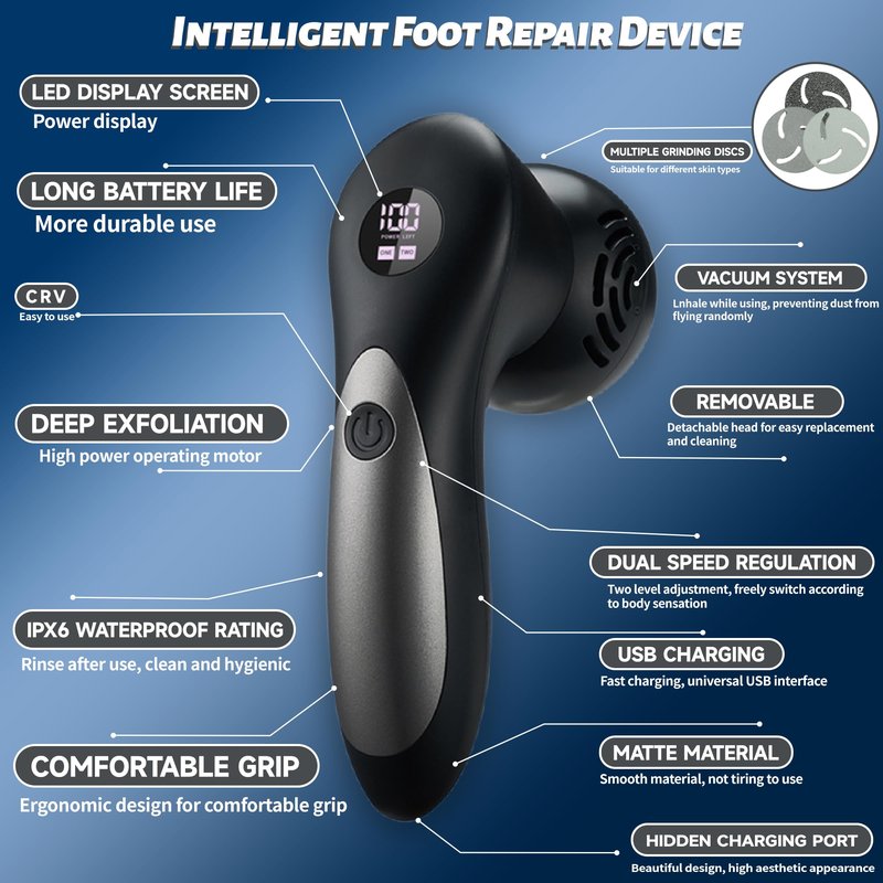Doeean Callus Remover for Feet Electric Feet Callus Remover Pedicure Foot Scrubber 17 in 1 Professional Foot Care Tool Ipx6 Waterproof Applicable to Removing Hard Cracks Dryness and Dead Skin (Black)