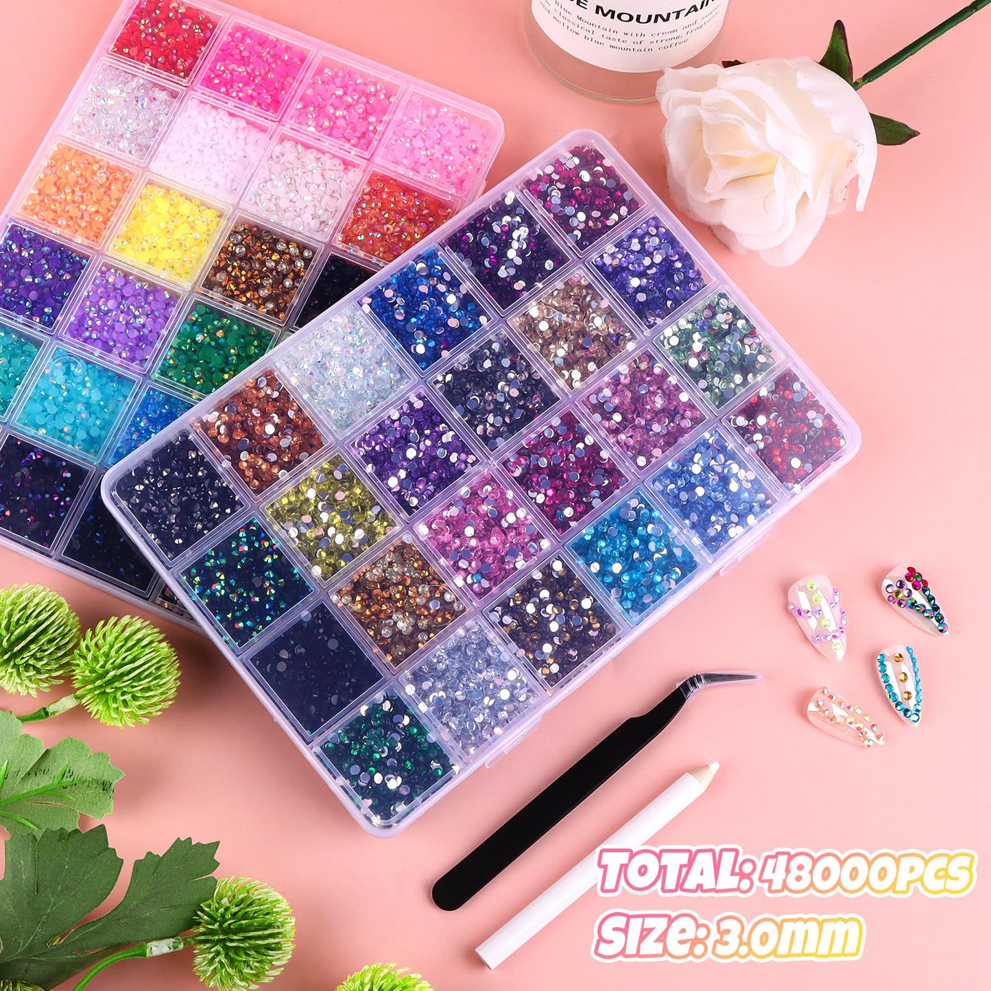 48000Pcs Resin Jelly Rhinestones for Bedazzling kit,48 Colors Bedazzler Kit