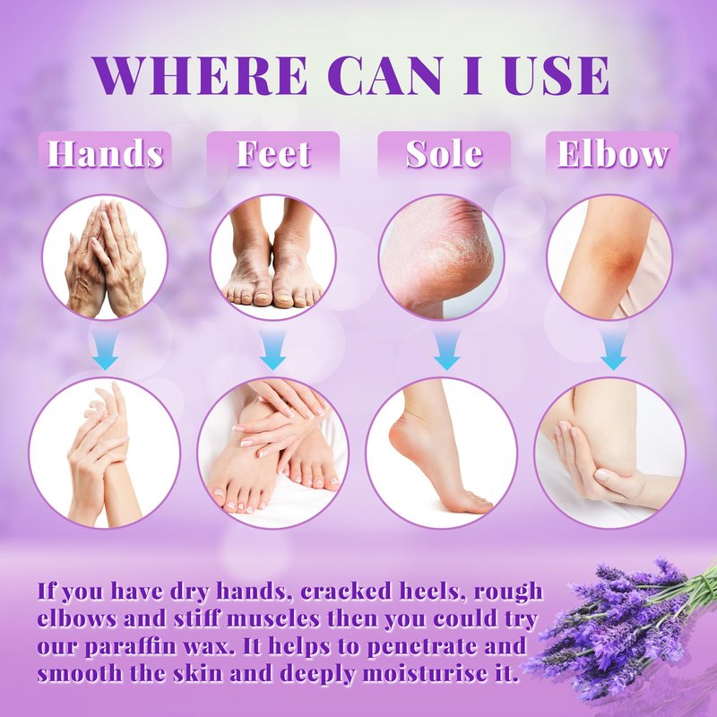 LYQC Paraffin Wax Refill, 10 packs of Paraffin Bath Wax for Hands and Feet for relief of stiff muscles and arthritic pain - deeply moisturises and protects the skin of the hands and feet (lavender)