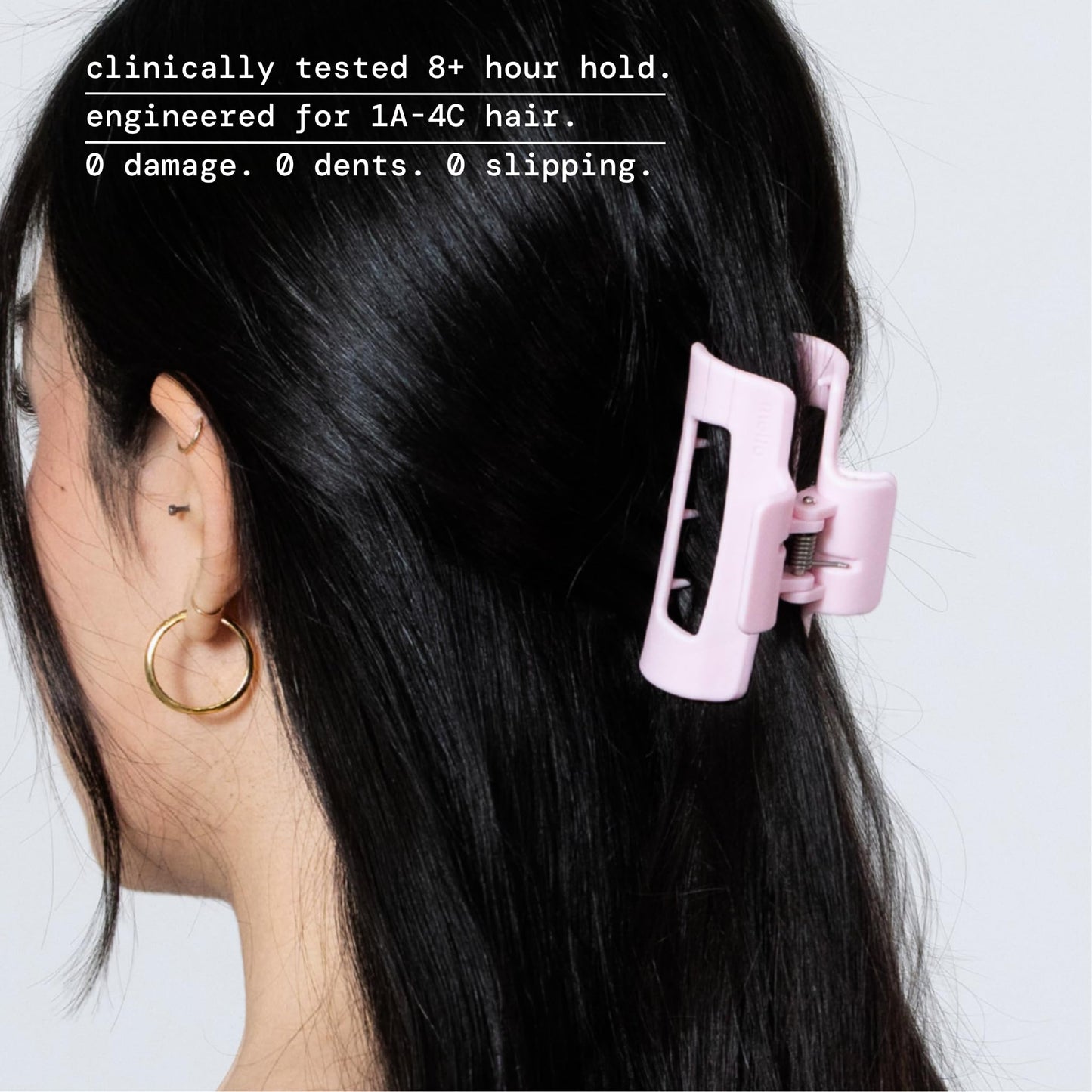 Mello Small Hair Clip - Flexible Comfort Hair Claw for Women, Strong Hold for Thick & Thin Hair Styling, Durable Material, Matte Non-Slip Finish, Made in Korea, Patent Pending (Pink, Small)