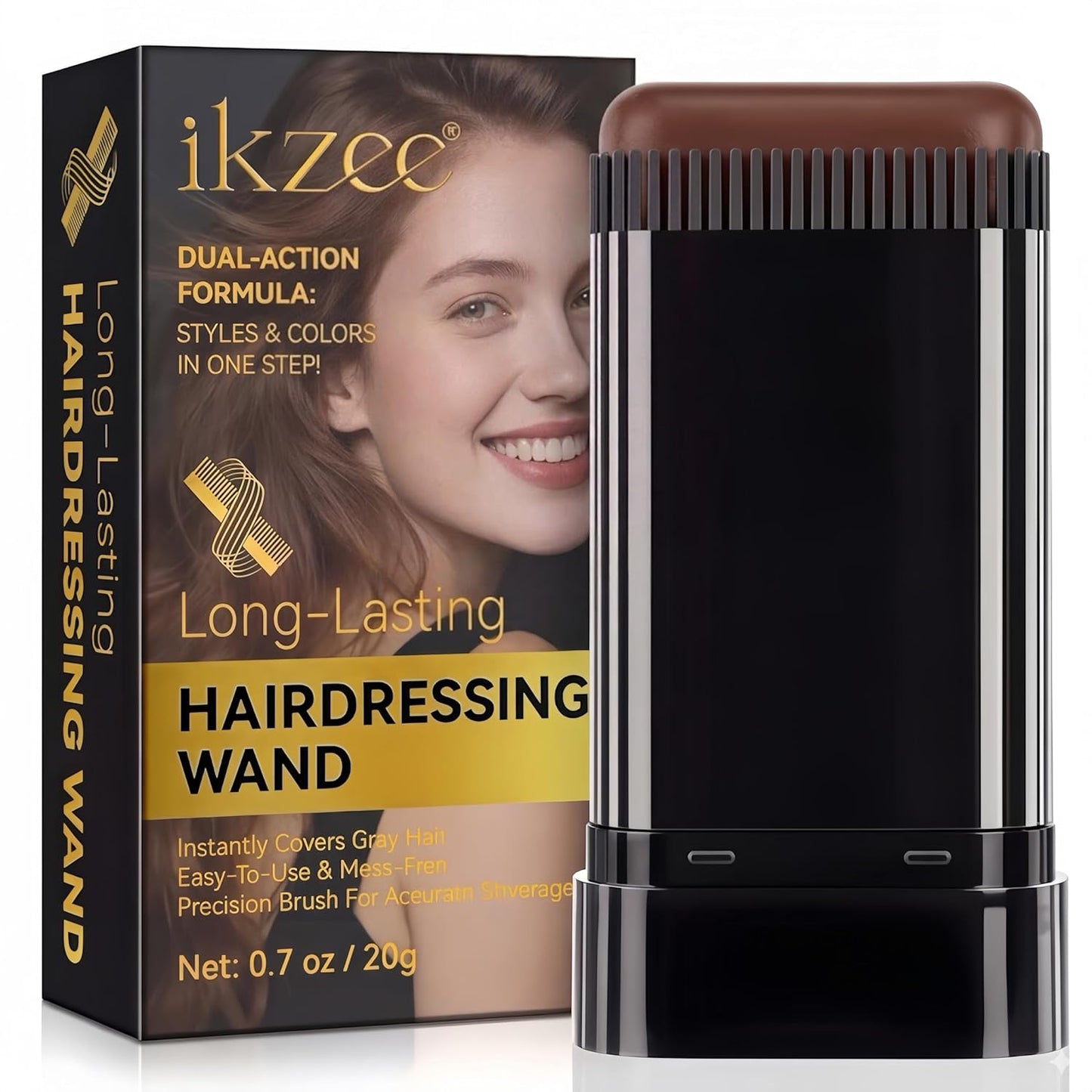 Temporary Hair Dye Comb - Gray Hair Coverage & Touch-Up | Non-Irritating, Smudge-Proof Formula (Black)