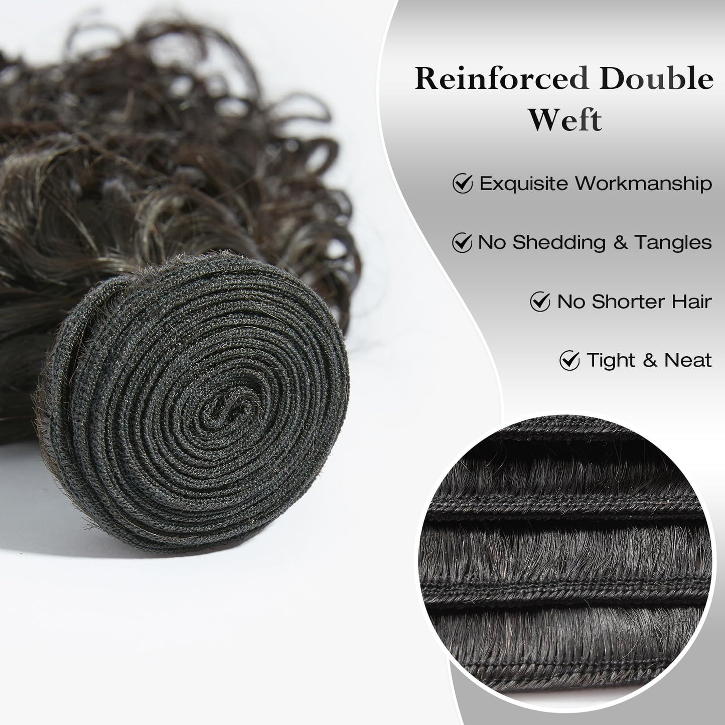 ASHINE Human Hair Bundles Deep Curly Water Wave, Unprocessed Cambodian Raw Hair 20 22 24 Inch, Flip Over Quick Weave Wet and Wave Bundles for Women Natural Black