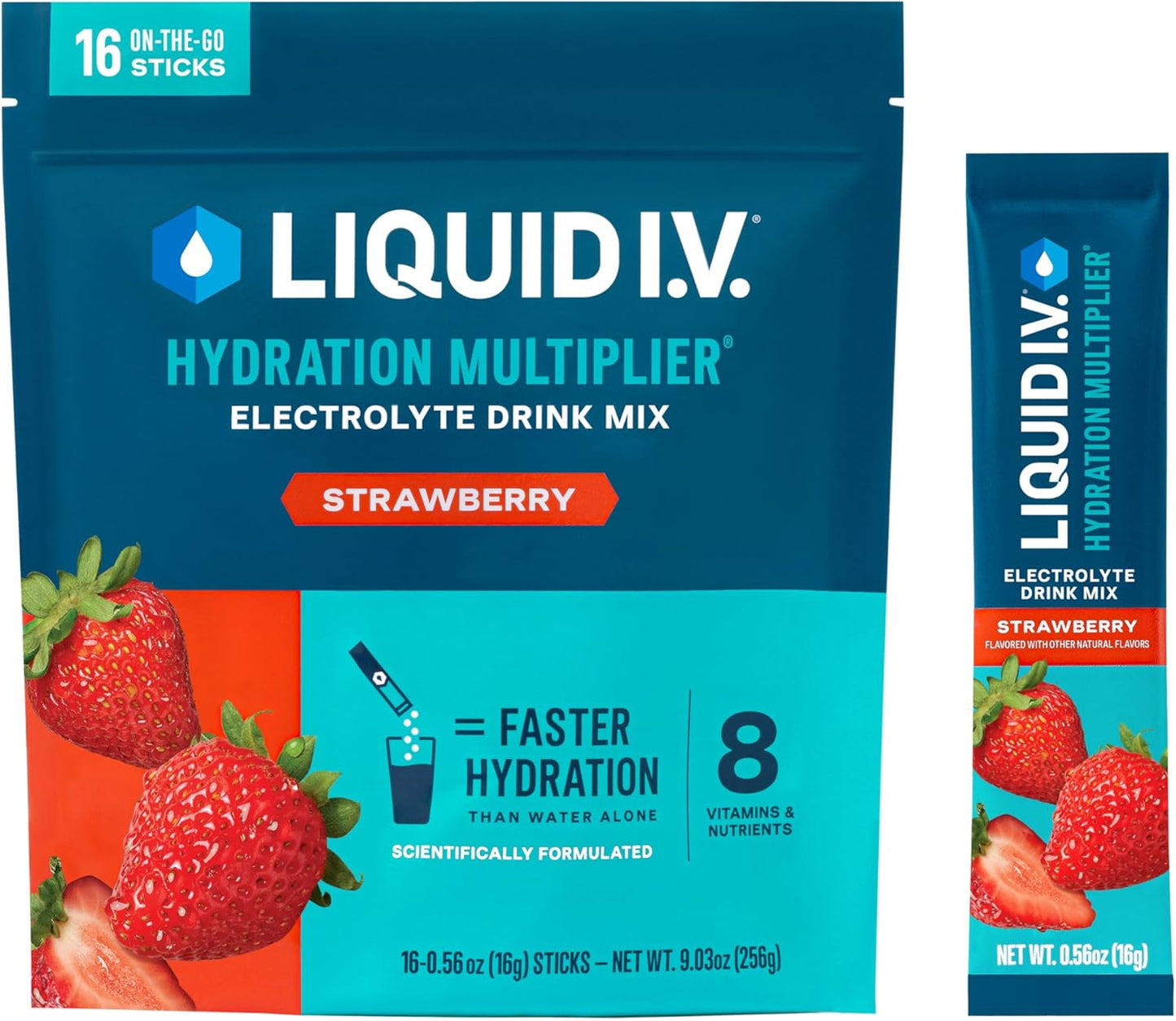 Liquid I.V.® Hydration Multiplier - Electrolyte Powder Drink Mix | Popsicle Firecracker Flavor | 16 Servings