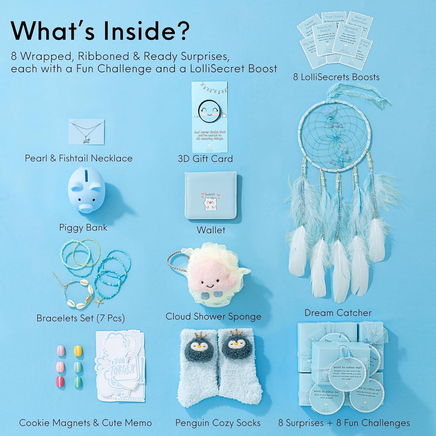 LolliBox Birthday Gift Set for Tween & Teen Girls | 8 Individually Wrapped Gifts, Ages 8-15