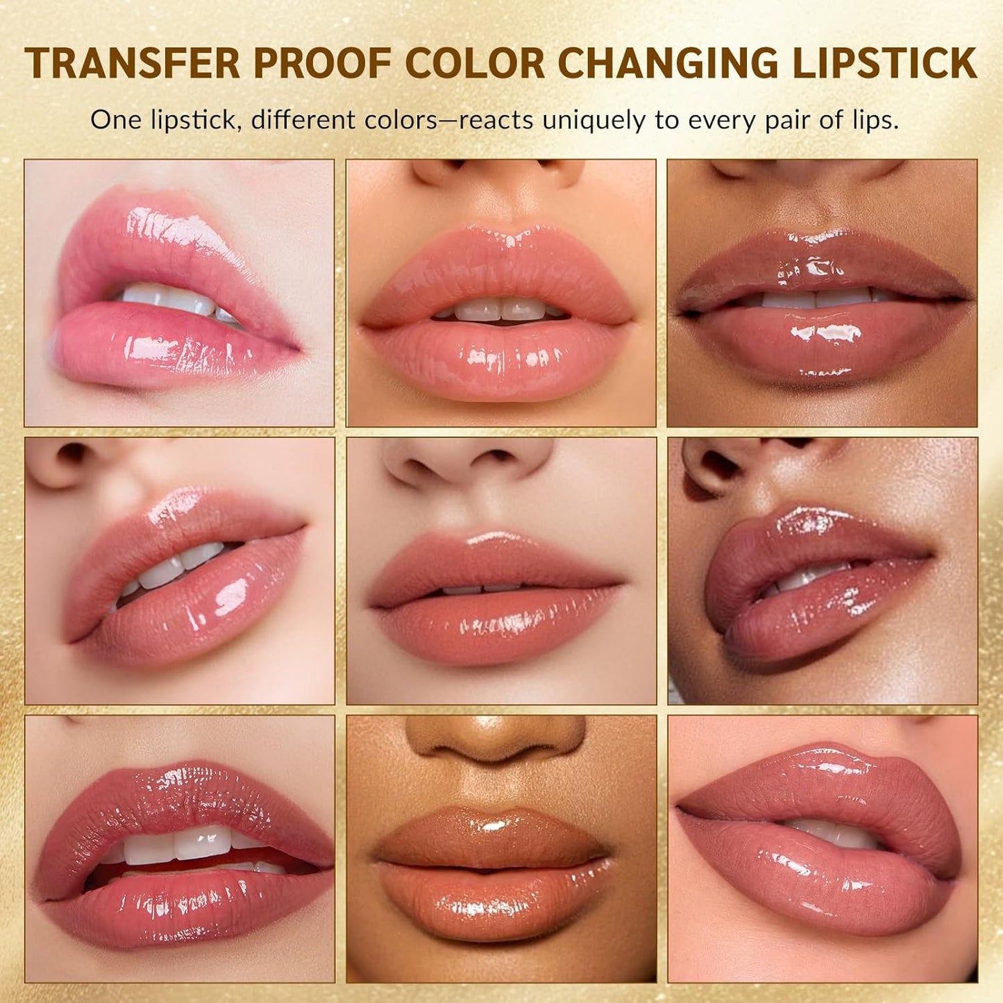 Color-Changing pH Lipstick - Long-Lasting, Transfer-Proof & Nourishing | Moisturizing Balm with Clear Gold Foil