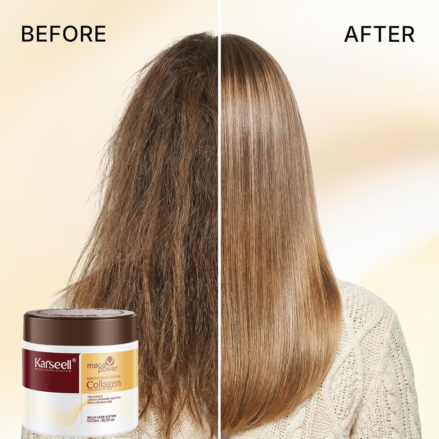Collagen Hair Mask - Deep Repair Treatment with Argan Oil for All Hair Types | 16.90 oz (500ml)