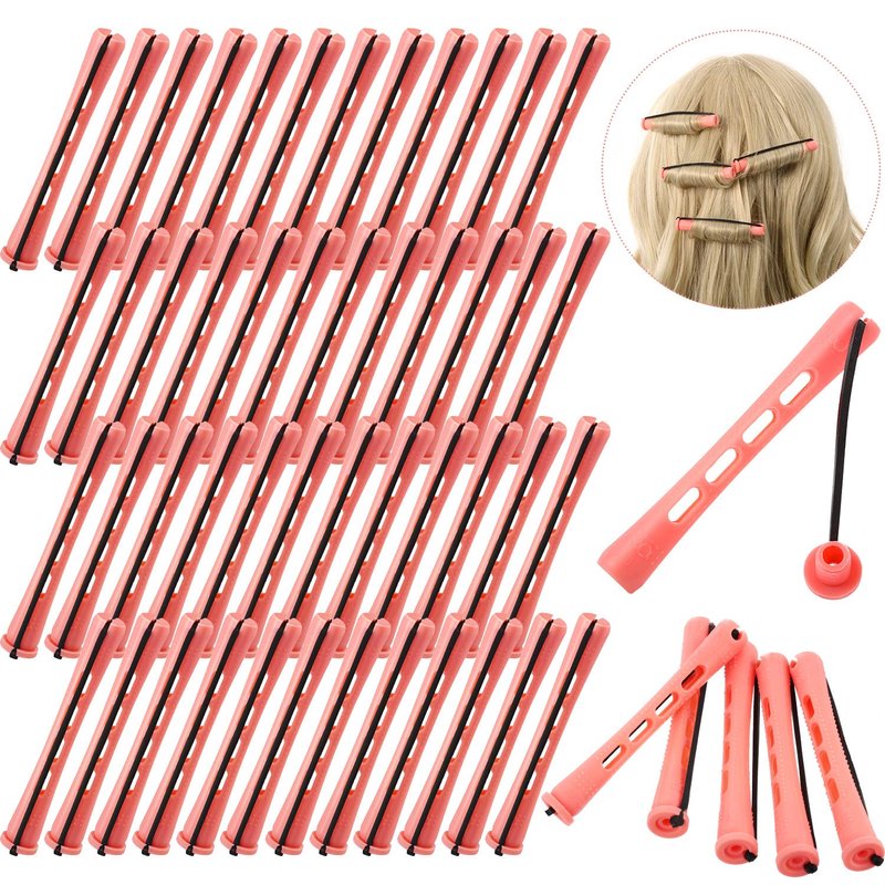 Plastic Pink Perm Rods - 48 Pieces Long Hair Curling Rollers for Women | Hairdressing Styling Tools