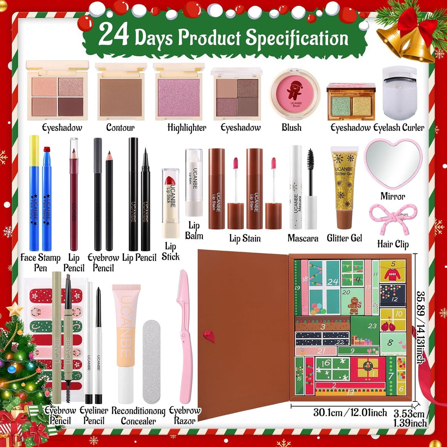 Makeup Advent Calendar 2025 - 24 Days of Christmas Beauty Sets | Perfect Gift for Women & Teens