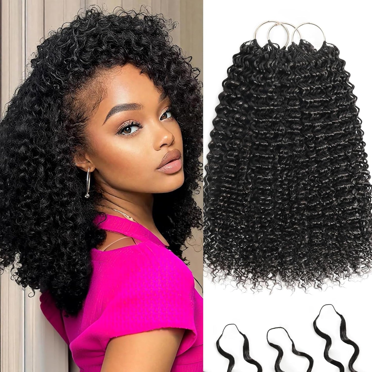 Feather Crochet Hair Extensions - 12 Inch 120g Invisible Miracle Knots for Black Women | Jerry Curly Pre-Separated Natural Black