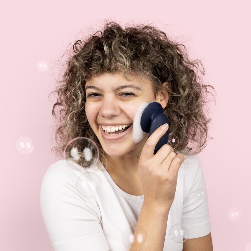 YOUTHLUX SoniGlow Silicone Face Scrubber/Facial Cleansing Brush – Electric Vibrating Skincare Scrubber Tool for Deep Pore Cleansing, Gentle Massage, Makeup Removal, Waterproof and Rechargeable (Navy)
