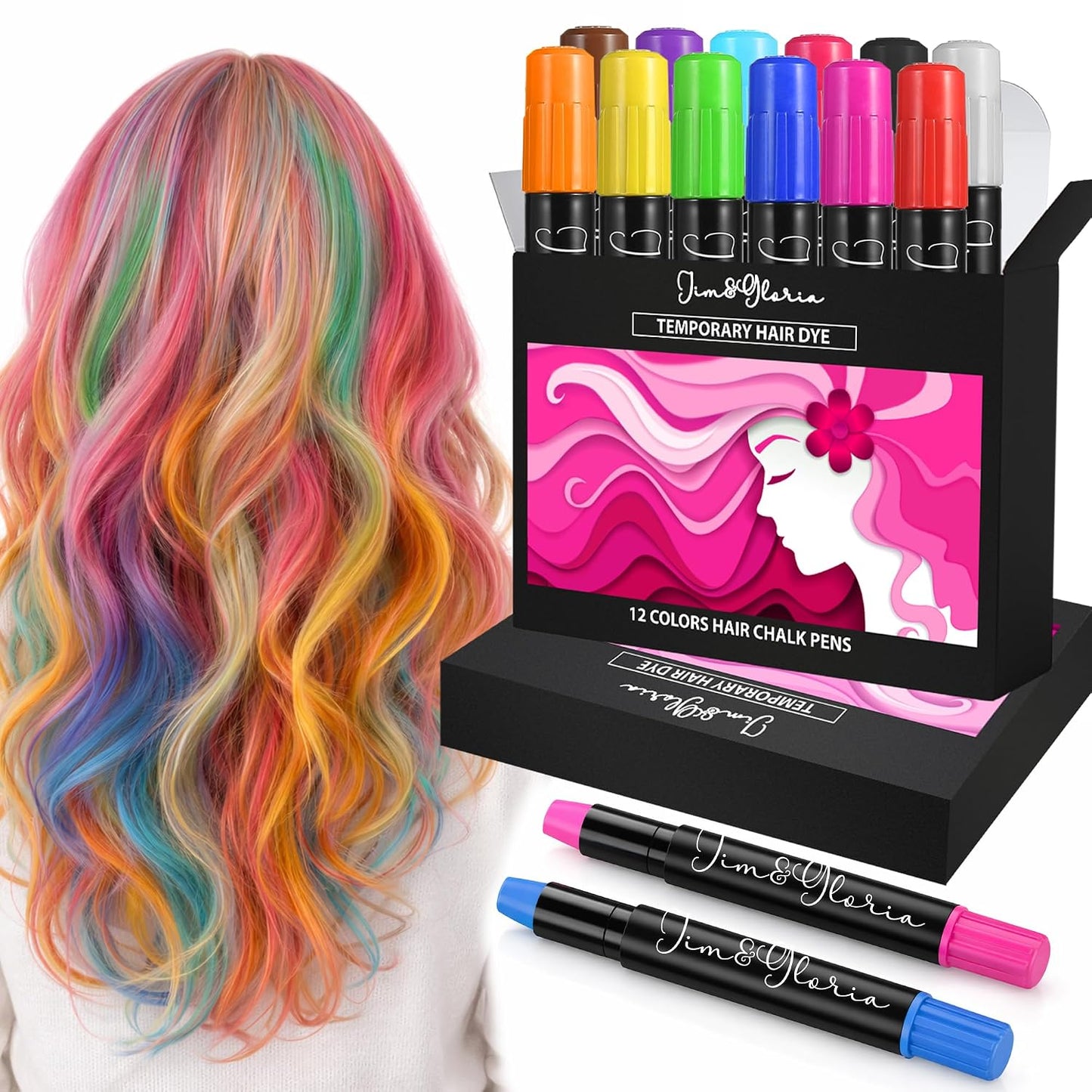 Dustless Hair Chalk for Girls - Washable Temporary Hair Color | Fun Makeup Kit for Teens & Adults