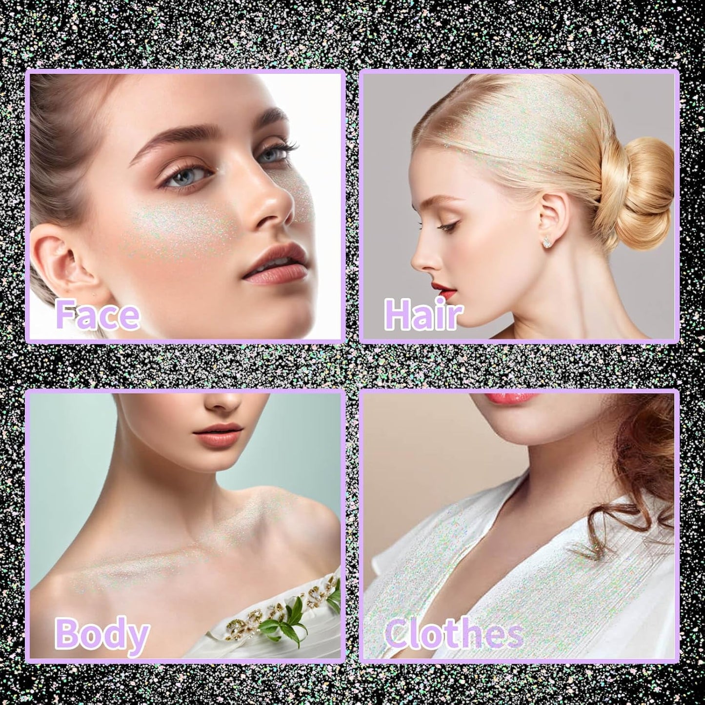 White Hair and Body Glitter Spray - Shiny Sparkle Glitter for Clothes & Hair | 25g/0.88oz