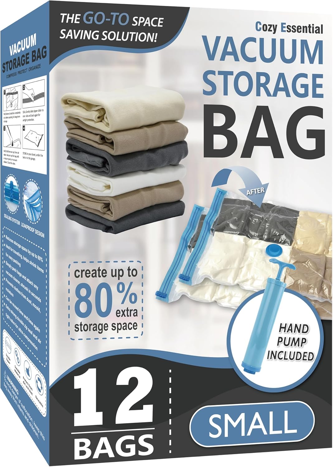 Vacuum Storage Bags - 80% Compression Space Saver for Clothes, Bedding & Blankets | 20-Pack Combo