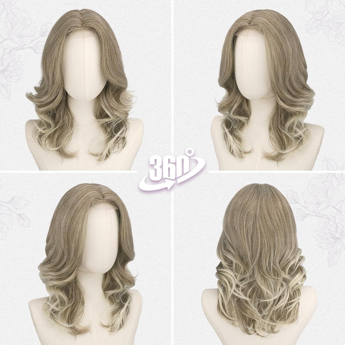 Short Wavy Layered Ash Blonde Wig | Shoulder-Length Body Wave with Face-Framing Bangs