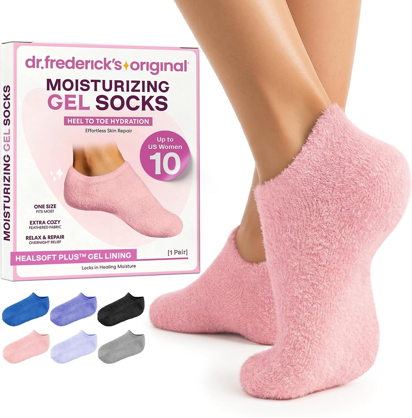 Moisturizing Gel Socks for Men & Women - Dry Feet & Cracked Heel Treatment | Full Foot Gel Lining with Mango Butter, Shea Butter, Jojoba & Coconut Oil (Large - Obsidian Oasis)