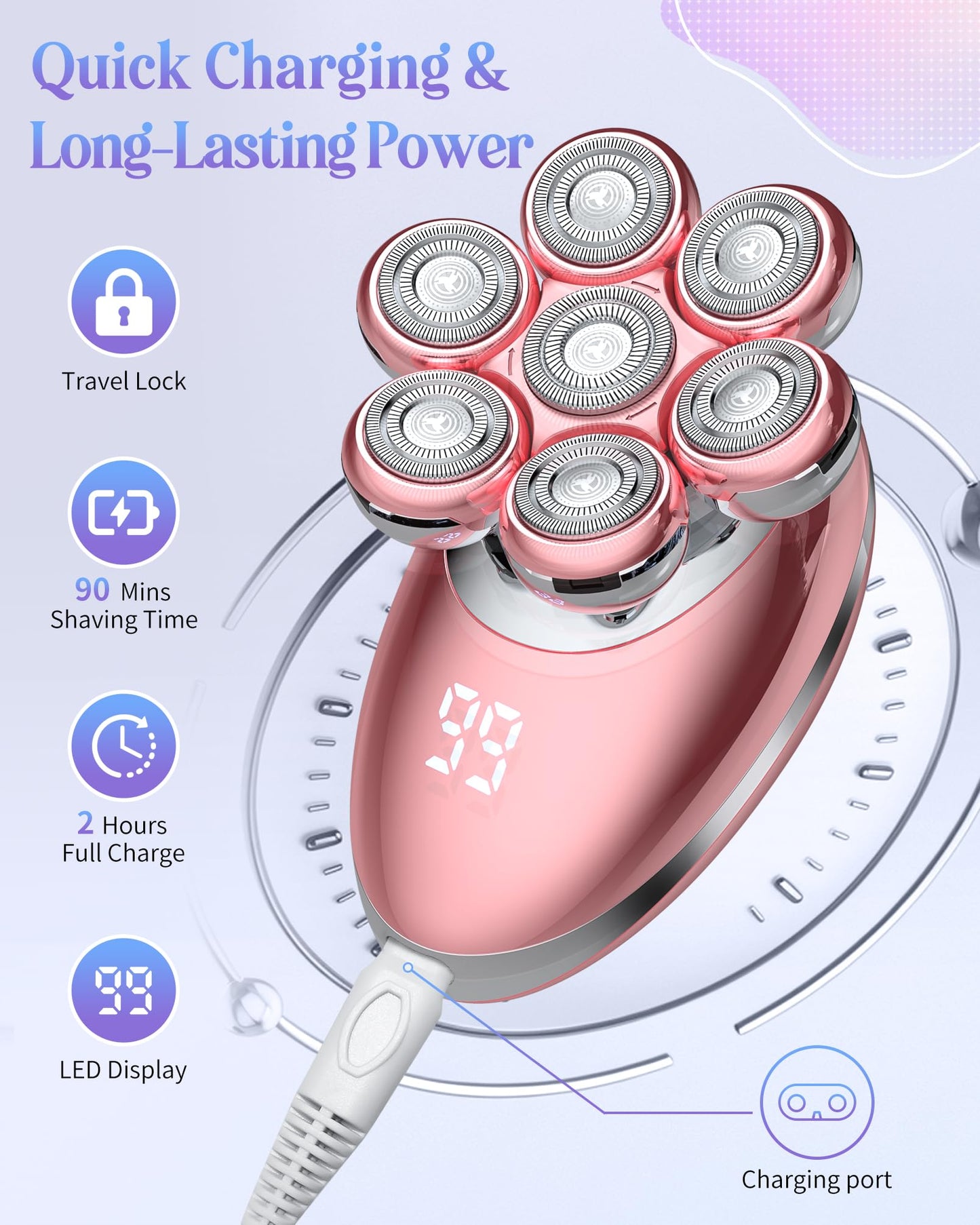 Electric Razors for Women Legs:Cordless Electric Shaver for Women-Wet Dry Womens Electric Shaver-Rechargeable Body Shaver for Smooth Leg Shaving (Pink)