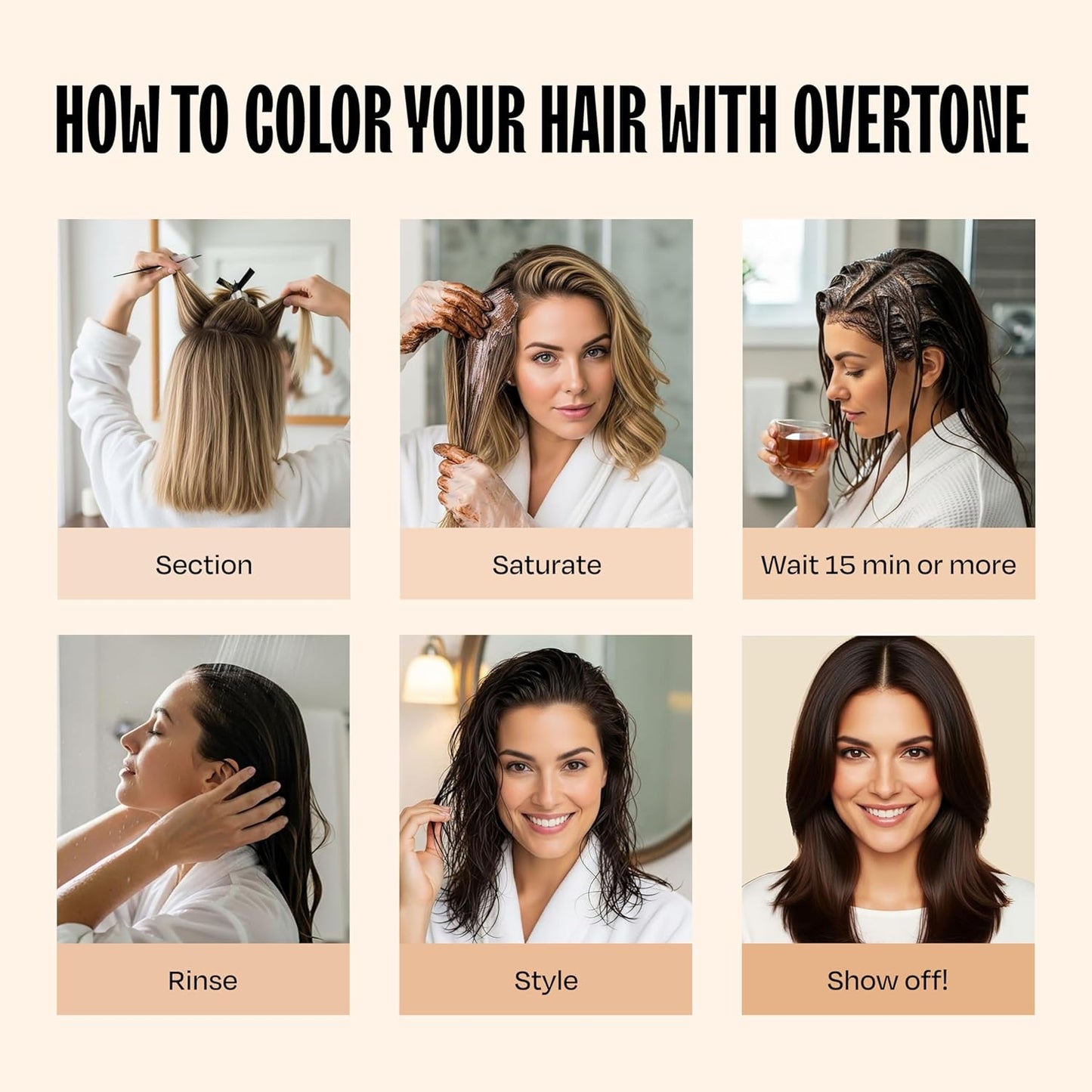 Overtone Espresso Brown Semi-Permanent Hair Color Conditioner - Nourishing Color Depositing Mask with Shea Butter & Coconut Oil | 8 oz, Vegan & Cruelty-Free