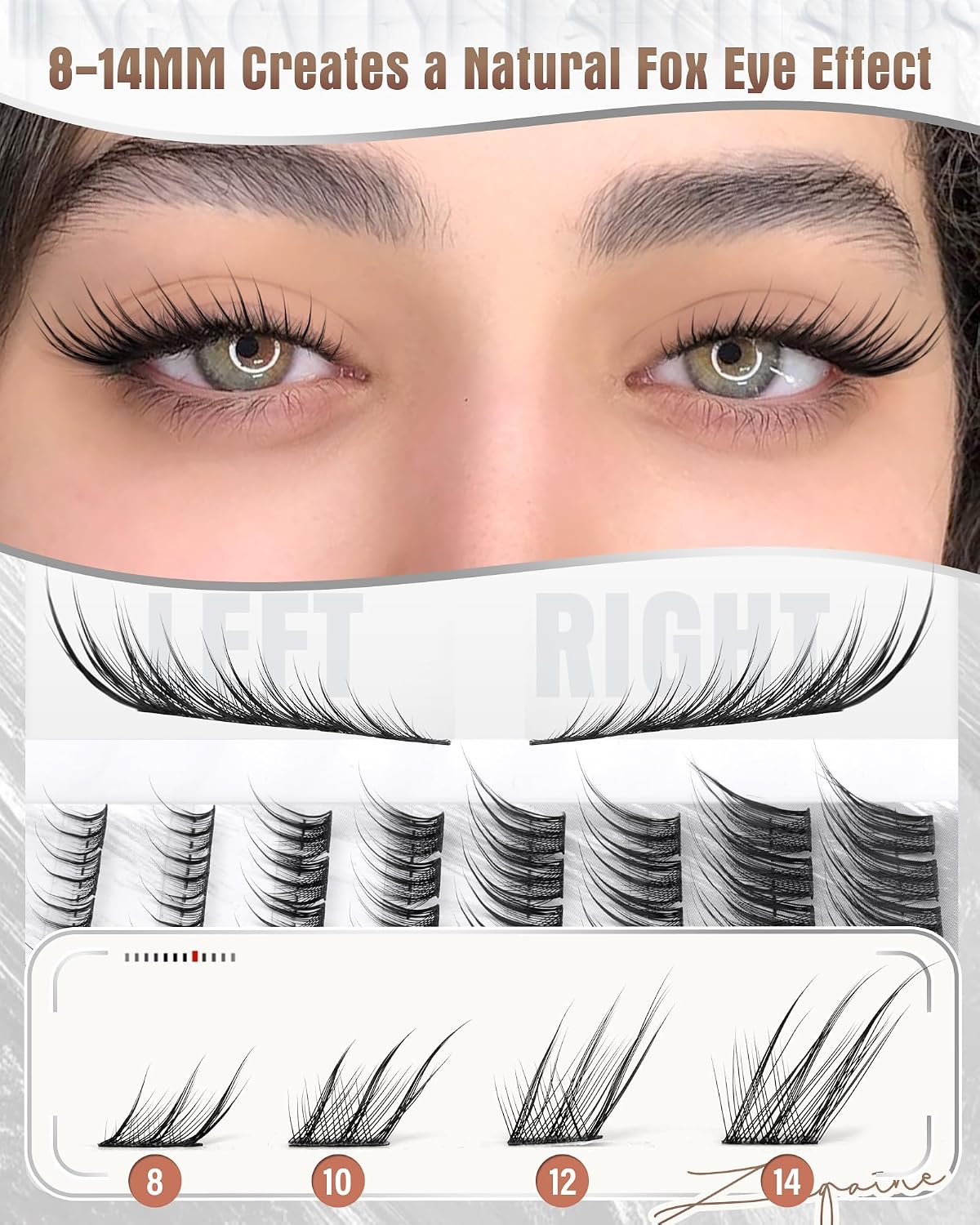 Fox Eye Lash Clusters - Natural Eyelash Extensions 8-14MM | Pre-Mapped Cat Eye Design