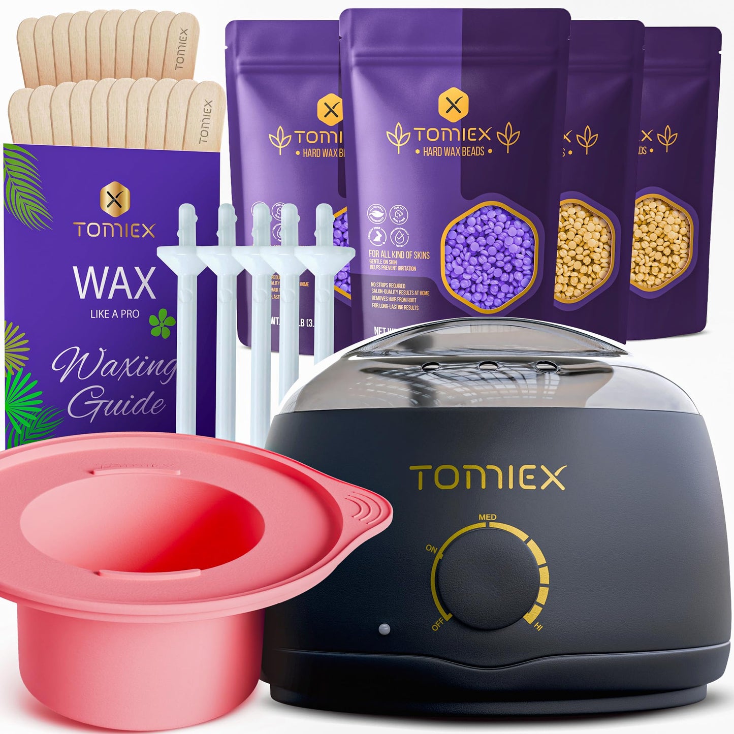 Waxing Kit for Hair Removal – Wax Warmer with Large Silicone Pot and Hard Wax Beads for Brazilian, Full Body, Face, Eyebrows, and Bikini Waxing – Ideal for Women, Men