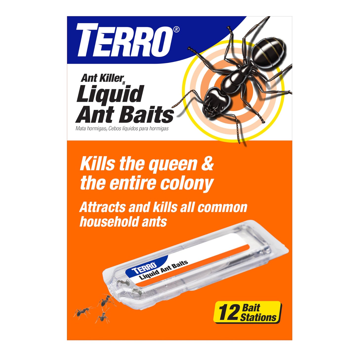 TERRO T300B Liquid Ant Killer Bait Stations 12-Pack - Indoor Ant Traps with Borax Formula, Kills the Queen & the Entire Colony