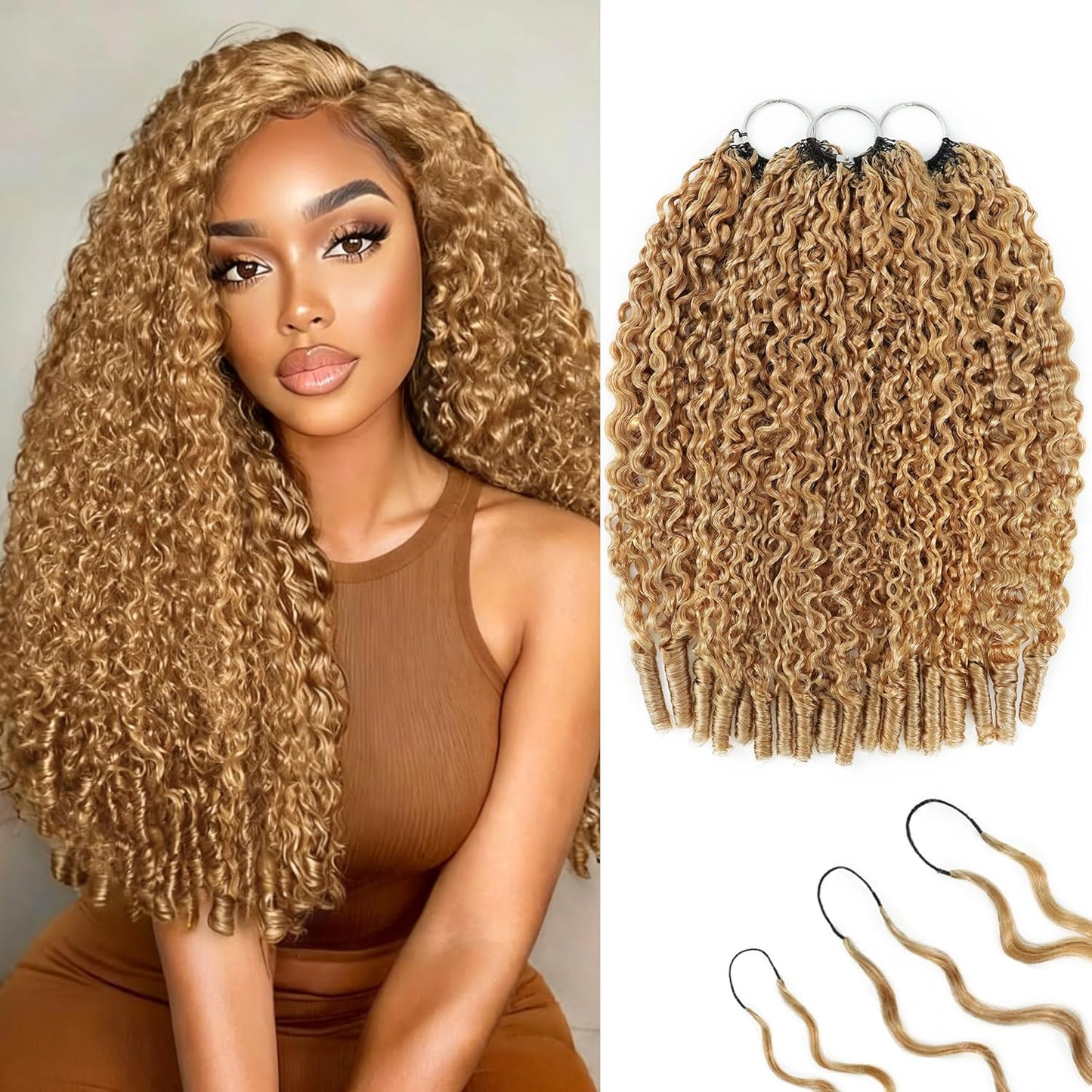 Burmese Curly Crochet Hair - 18 Inch 120g Pre-Separated Bundles | Natural Black for Black Women
