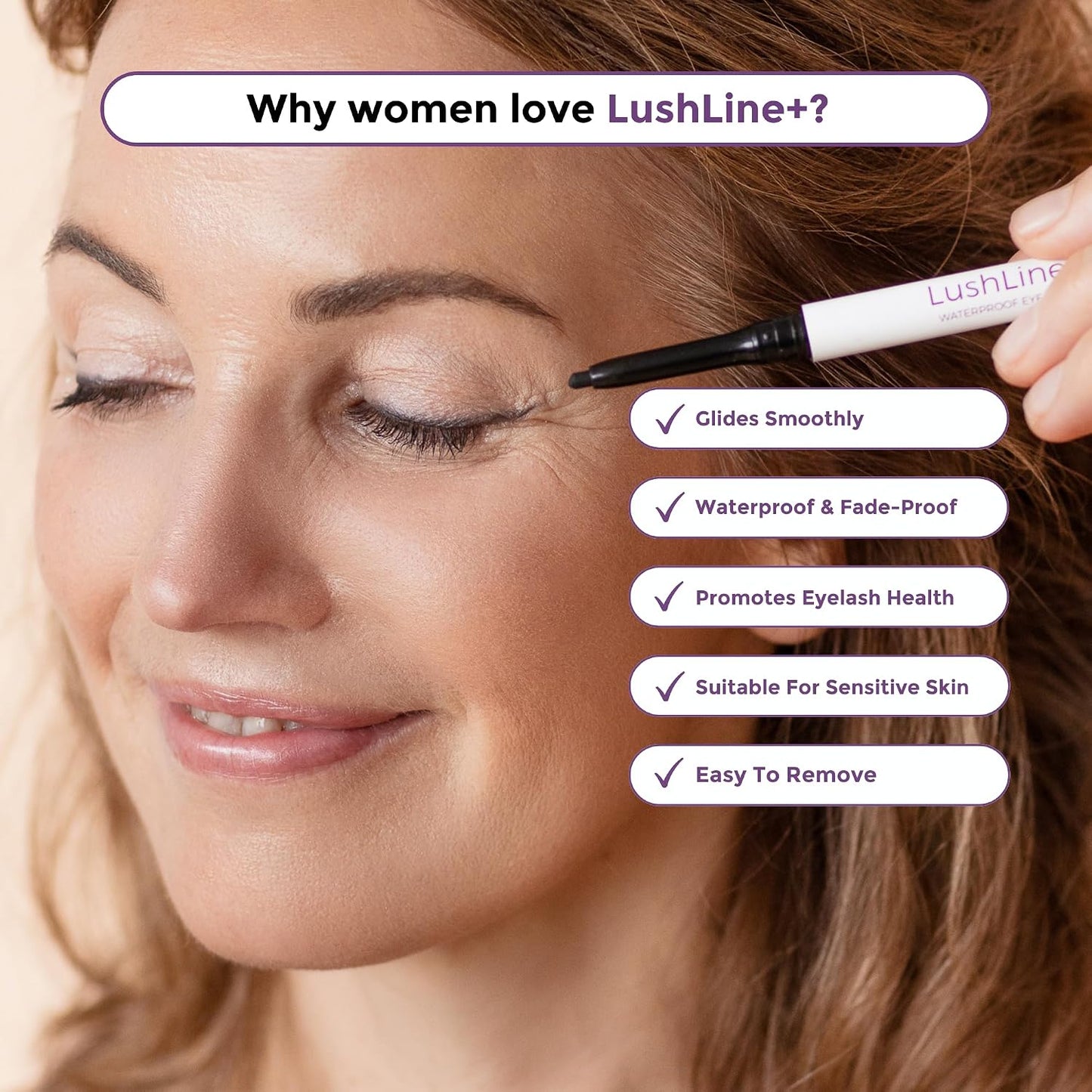 **Waterproof Eyeliner Pencil for Mature Women | Smudge-Proof, Long-Lasting, Non-Toxic - Natural Brown**