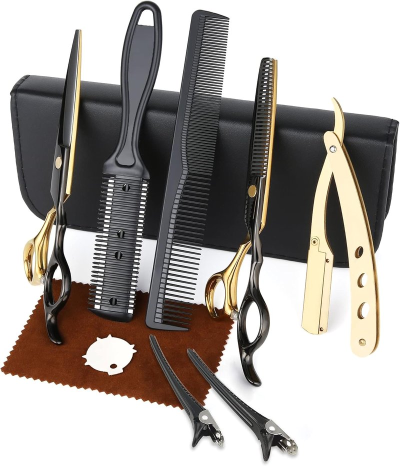Professional Hair Cutting Scissors - Stainless Steel Barber Thinning Shears | Multifunctional Kit for Salon & Home Use