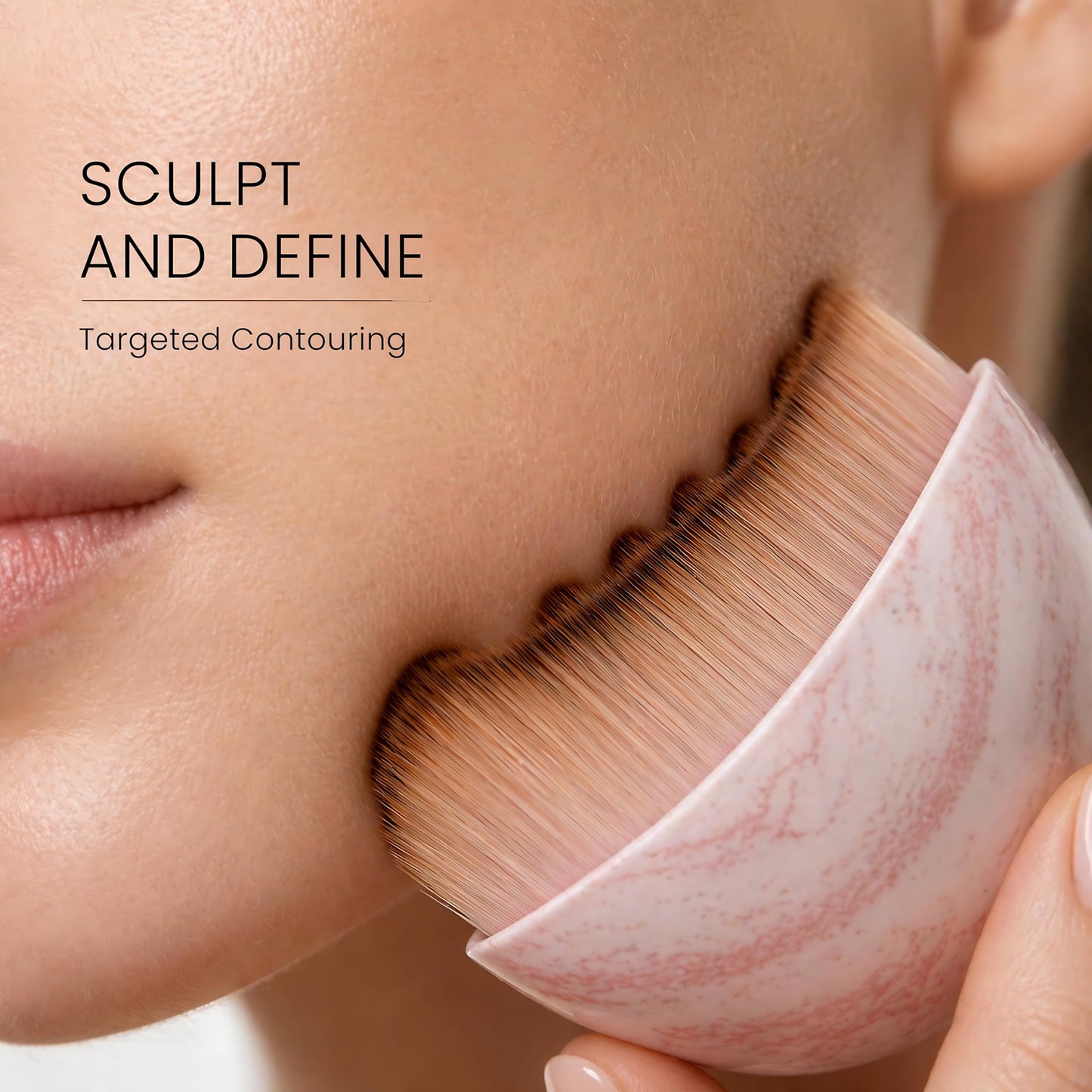 Lymphatic Contour Brush For Face, Contour glow brush, Manual, Lymphatic drainage Brush, Improves Skin Glow & Absorption Natural,Gua sha. (Pink)