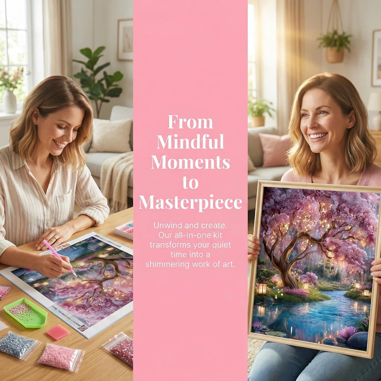 5D Diamond Painting Kit - Cherry Blossom Full Drill DIY Art Canvas | 12 x 16 Inch Floral Home Decor Gift for Women