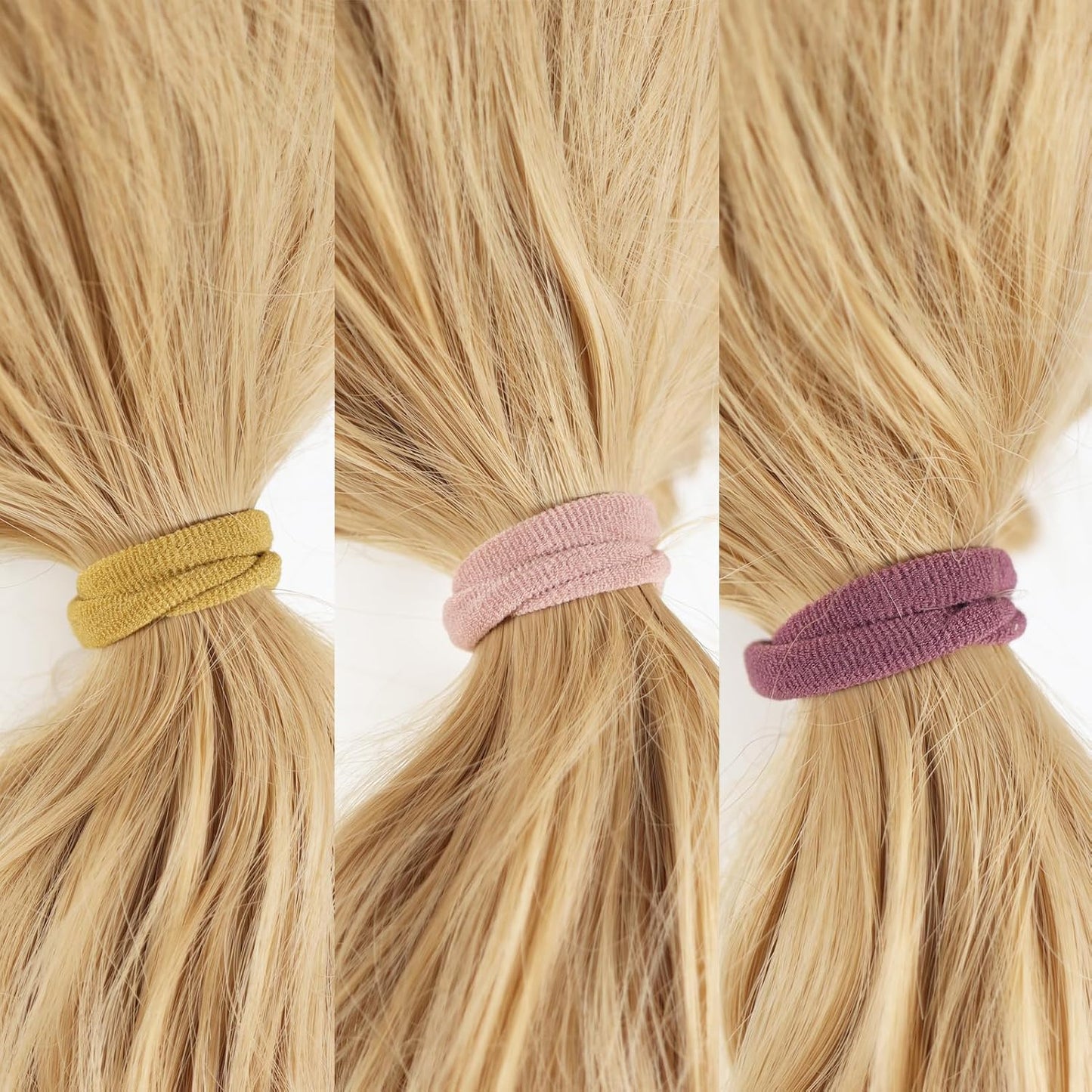 No Damage Solid Hair Ties - 100 Pack Colorful Ponytail Holders for Thick Hair | Soft Elastic Bands (Mix Light)