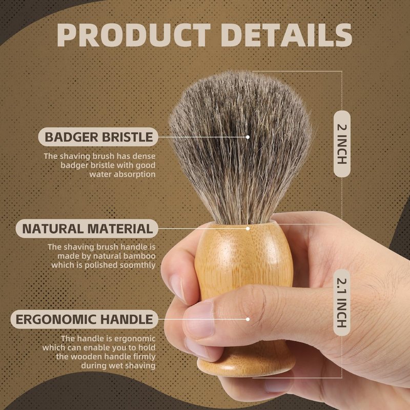 ÖkoStamm Pure Badger Shaving Brush - Bamboo Shave Brush for Man, Dense Bristle Shaving Brush with Water Absorption for Wet Shaving