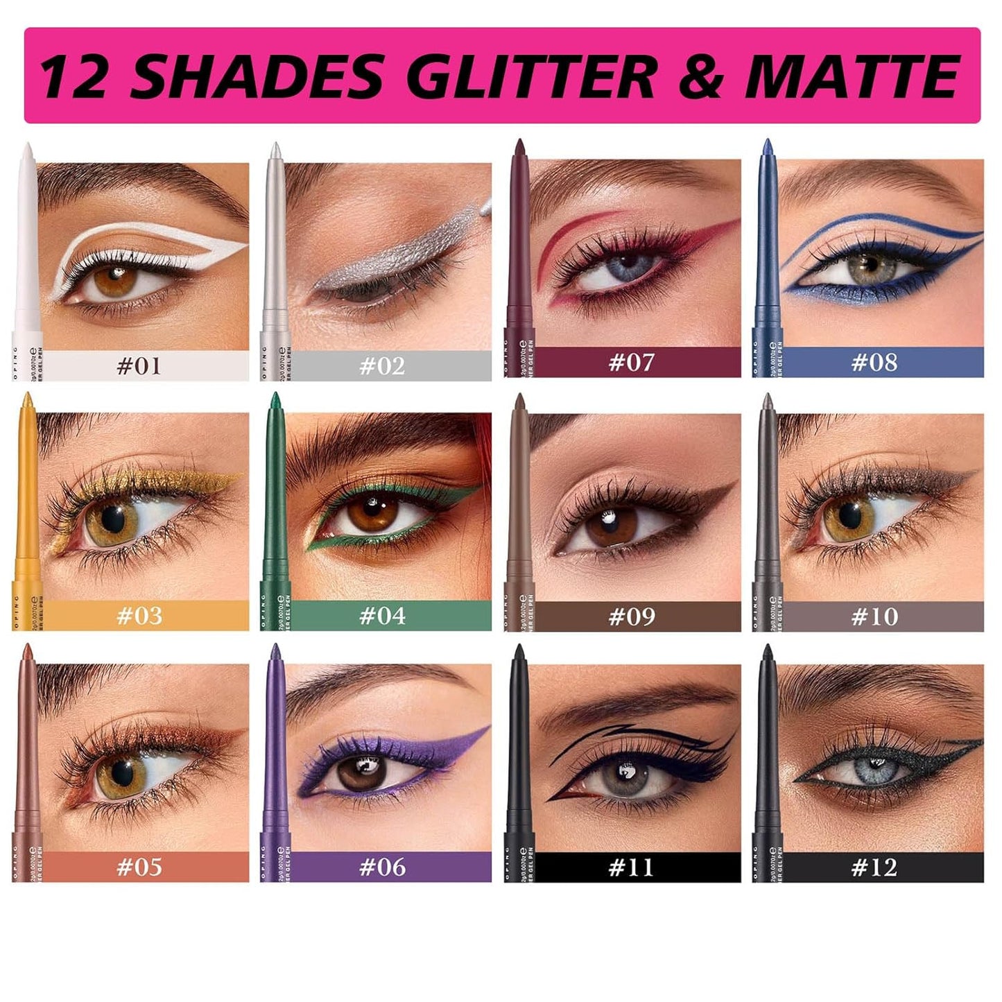 Cream Eyeliner Set - Quick-Drying, Waterproof & Smudge-Proof | 12 Versatile Shades for Sensitive Eyes