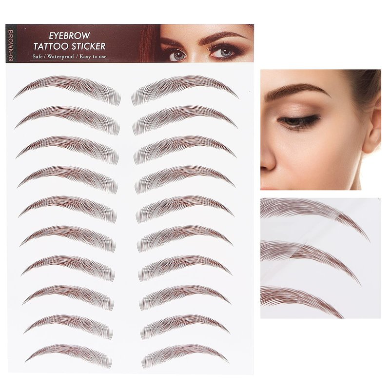 6D Eyebrow Sticker Professional Eyebrow Transfer Sticker Eyebrow Makeup Tool for Women and Girls (Brown)(BROWN-09)