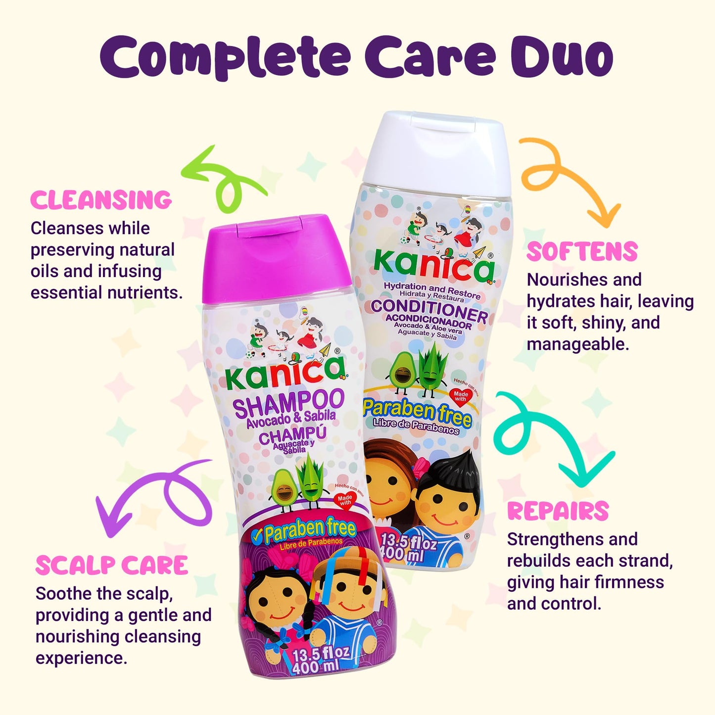 Kanica Shampoo and Conditioner Avocado Kit, Paraben Free | 13.5 fl oz Each